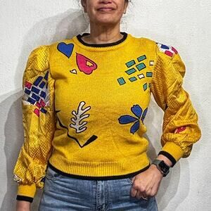 Saks Fifth Avenue Yellow Vintage Sweater Sz M